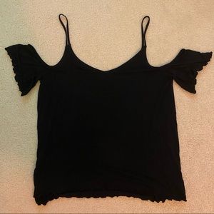 American Eagle Black Cold Shoulder Top